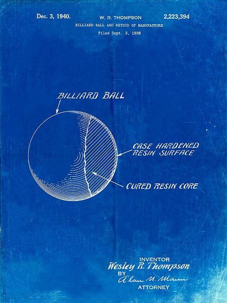 Borders, Cole 아티스트의 PP736-Faded Blueprint Billiard Ball Patent Poster작품입니다.