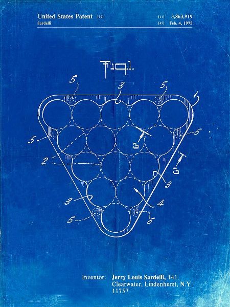 Borders, Cole 아티스트의 PP737-Faded Blueprint Billiard Ball Rack Patent Poster작품입니다.