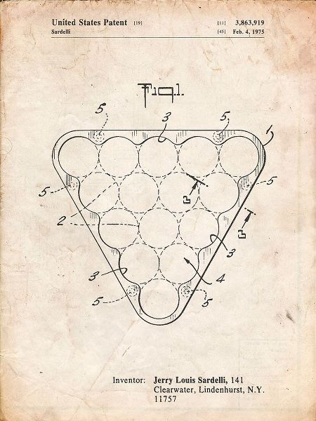 Borders, Cole 아티스트의 PP737-Vintage Parchment Billiard Ball Rack Patent Poster작품입니다.