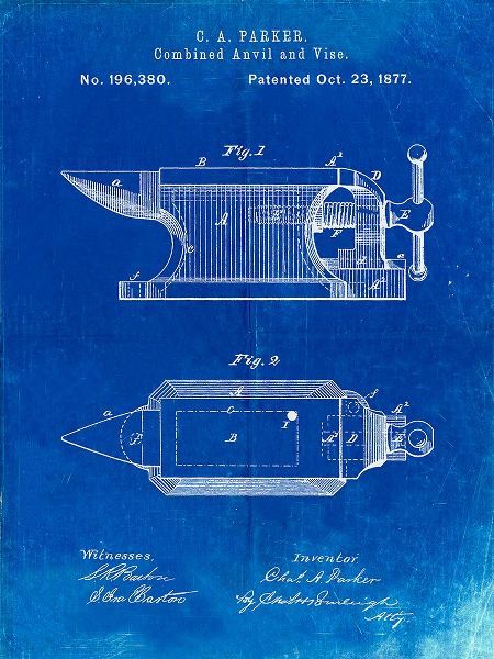 Borders, Cole 아티스트의 PP741-Faded Blueprint Blacksmith Anvil Patent Poster작품입니다.
