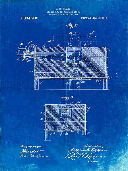 Borders, Cole 아티스트의 PP742-Faded Blueprint Blacksmith Forge Patent Poster작품입니다.