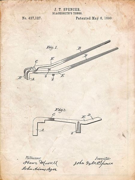 Borders, Cole 아티스트의 PP744-Vintage Parchment Blacksmith Tongs Patent Poster작품입니다.