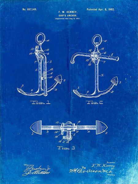 Borders, Cole 아티스트의 PP745-Faded Blueprint Boat Anchor Patent Poster작품입니다.