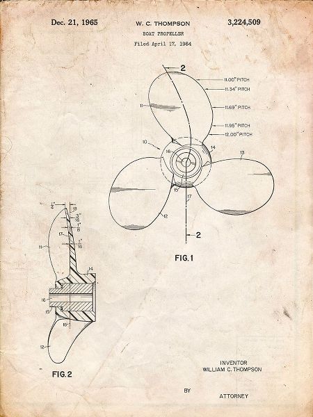 Borders, Cole 아티스트의 PP746-Vintage Parchment Boat Propeller 1964 Patent Poster작품입니다.