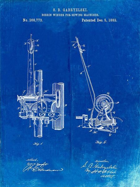 Borders, Cole 아티스트의 PP747-Faded Blueprint Bobbin Winder for Sewing Machines Poster작품입니다.