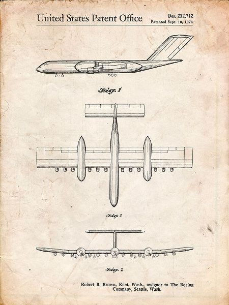 Borders, Cole 아티스트의 PP749-Vintage Parchment Boeing RC-1 Airplane Concept Patent Poster작품입니다.