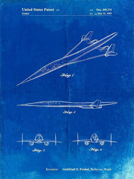 Borders, Cole 아티스트의 PP751-Faded Blueprint Boeing Supersonic Transport Concept Patent Poster작품입니다.