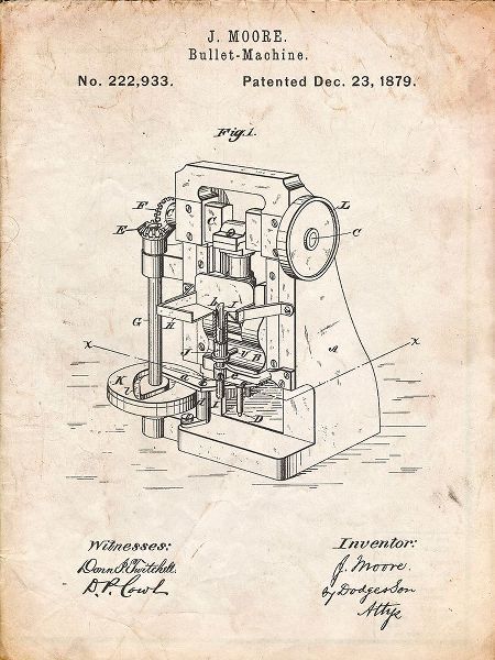 Borders, Cole 아티스트의 PP757-Vintage Parchment Bullet Machine Patent Poster작품입니다.