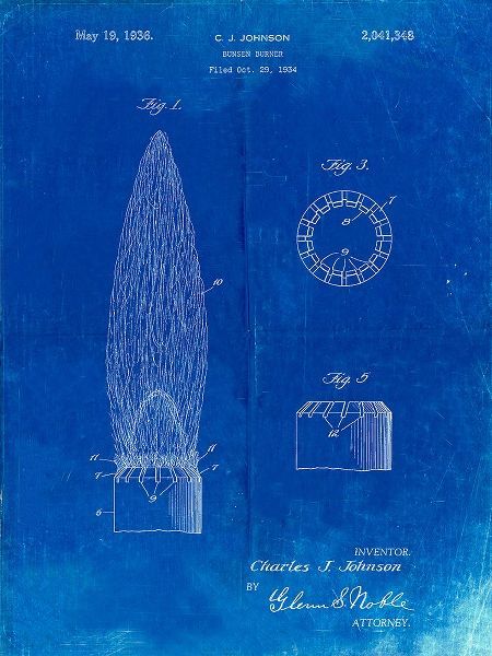 Borders, Cole 아티스트의 PP759-Faded Blueprint Bunsen Burner Gas Distribution Patent Poster작품입니다.