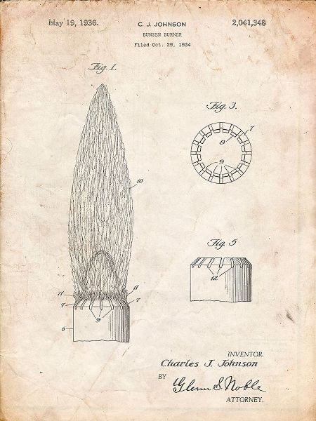Borders, Cole 아티스트의 PP759-Vintage Parchment Bunsen Burner Gas Distribution Patent Poster작품입니다.