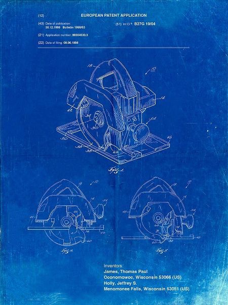 Borders, Cole 아티스트의 PP767-Faded Blueprint Circular Saw Patent Poster작품입니다.