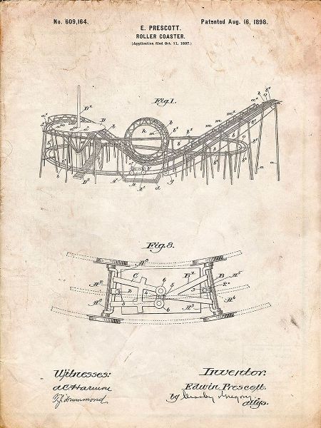 Borders, Cole 아티스트의 PP772-Vintage Parchment Coney Island Loop the Loop Roller Coaster Patent Poster작품입니다.