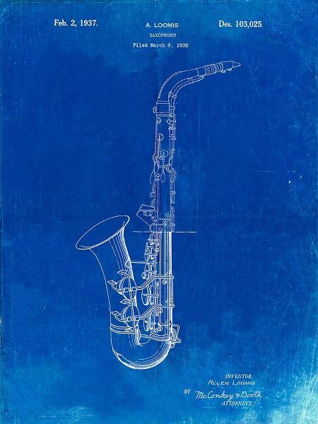 Borders, Cole 아티스트의 PP773-Faded Blueprint Conn A Melody Saxophone Patent Poster작품입니다.
