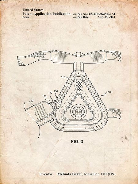 Borders, Cole 아티스트의 PP775-Vintage Parchment CPAP Mask Patent Poster작품입니다.