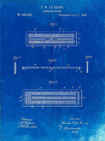 Borders, Cole 아티스트의 PP776-Faded Blueprint Cribbage Board 1885 Patent Poster작품입니다.
