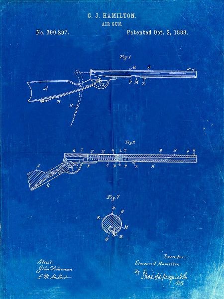 Borders, Cole 아티스트의 PP777-Faded Blueprint Daisy Air Rifle Patent Art작품입니다.