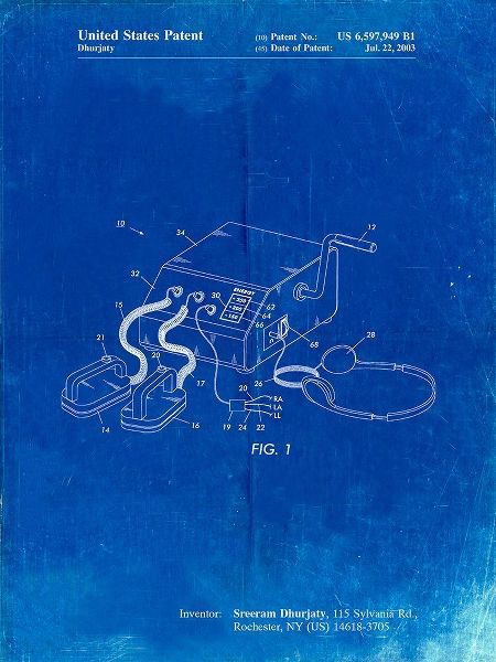 Borders, Cole 아티스트의 PP778-Faded Blueprint Defibrillator Patent Poster작품입니다.