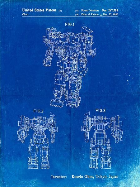 Borders, Cole 아티스트의 PP780-Faded Blueprint Devastator Transformer Patent Poster작품입니다.