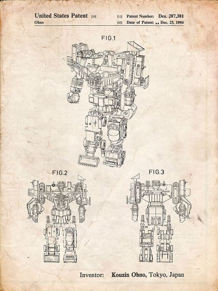 Borders, Cole 아티스트의 PP780-Vintage Parchment Devastator Transformer Patent Poster작품입니다.