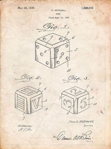 Borders, Cole 아티스트의 PP781-Vintage Parchment Dice 1923 Patent Poster작품입니다.