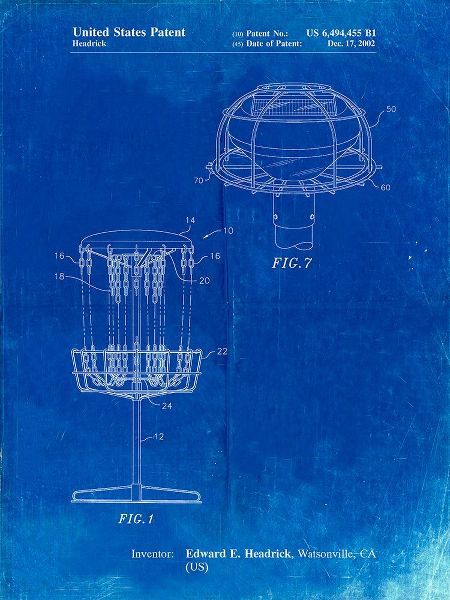 Borders, Cole 아티스트의 PP782-Faded Blueprint Disc Golf Basket Patent Poster작품입니다.