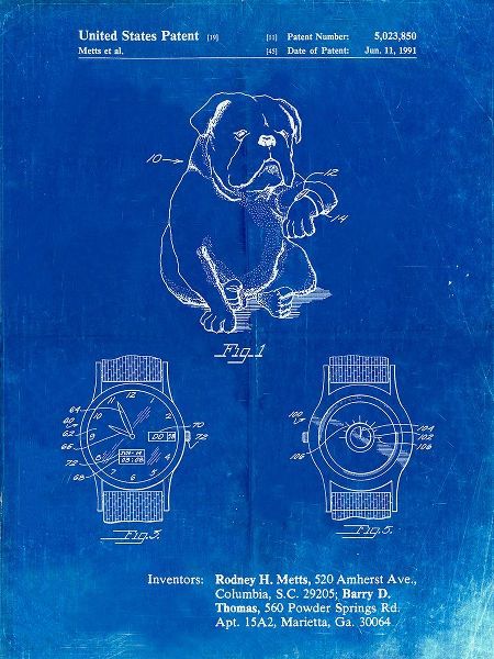 Borders, Cole 아티스트의 PP784-Faded Blueprint Dog Watch Clock Patent Poster작품입니다.
