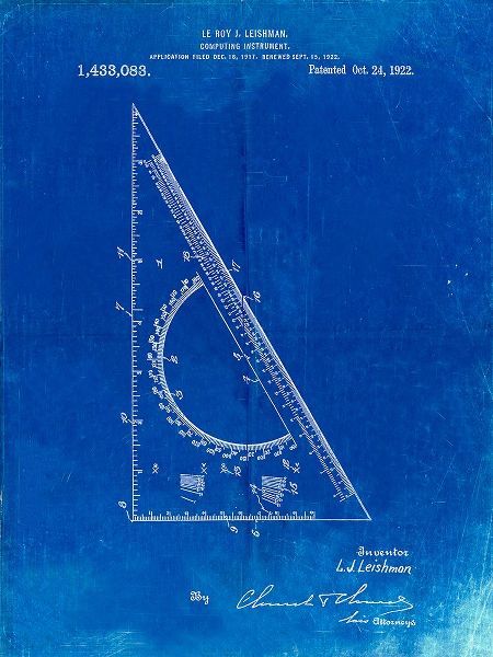Borders, Cole 아티스트의 PP786-Faded Blueprint Drafting Triangle 1922 Patent Poster작품입니다.