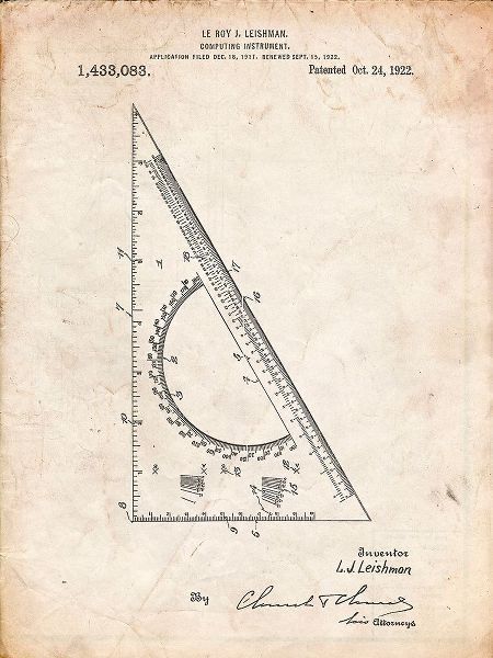 Borders, Cole 아티스트의 PP786-Vintage Parchment Drafting Triangle 1922 Patent Poster작품입니다.