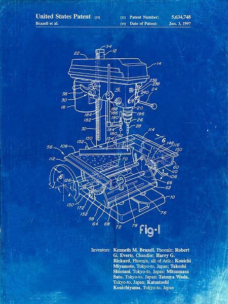 Borders, Cole 아티스트의 PP788-Faded Blueprint Drill Press Patent Poster작품입니다.