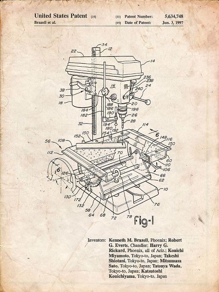 Borders, Cole 아티스트의 PP788-Vintage Parchment Drill Press Patent Poster작품입니다.