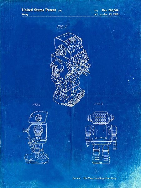 Borders, Cole 아티스트의 PP790-Faded Blueprint Dynamic Fighter Toy Robot 1982 Patent Poster작품입니다.