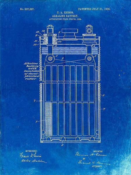Borders, Cole 아티스트의 PP792-Faded Blueprint Edison Alkaline Battery Art작품입니다.