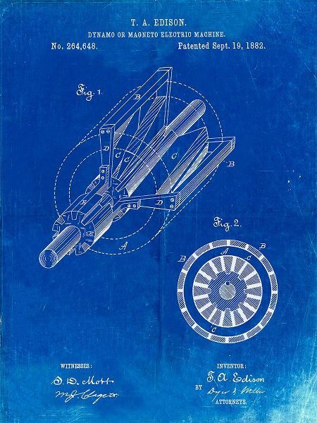 Borders, Cole 아티스트의 PP793-Faded Blueprint Edison Dynamo Electrical Generator Patent Print작품입니다.