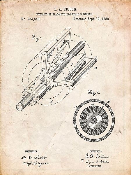 Borders, Cole 아티스트의 PP793-Vintage Parchment Edison Dynamo Electrical Generator Patent Print작품입니다.