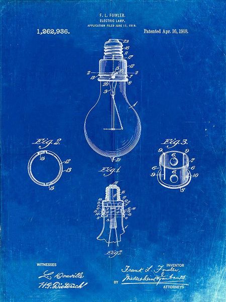 Borders, Cole 아티스트의 PP800-Faded Blueprint Electric Lamp Patent Poster작품입니다.