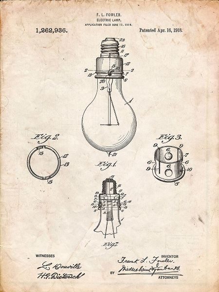 Borders, Cole 아티스트의 PP800-Vintage Parchment Electric Lamp Patent Poster작품입니다.