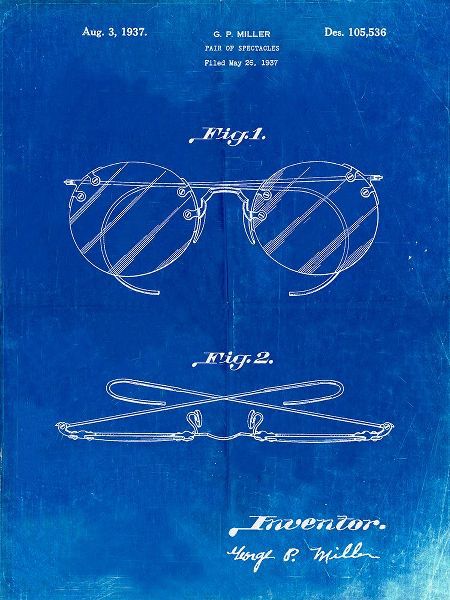 Borders, Cole 아티스트의 PP803-Faded Blueprint Eyeglasses Spectacles Patent Art작품입니다.