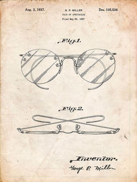 Borders, Cole 아티스트의 PP803-Vintage Parchment Eyeglasses Spectacles Patent Art작품입니다.