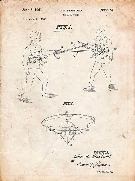 Borders, Cole 아티스트의 PP804-Vintage Parchment Fencing Game Patent Poster작품입니다.