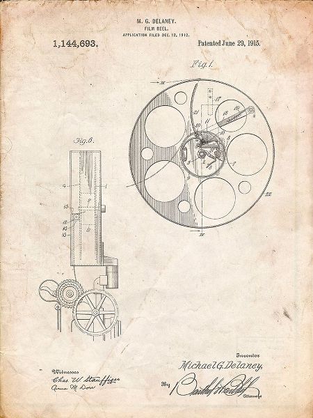 Borders, Cole 아티스트의 PP807-Vintage Parchment Film Reel 1915 Patent Poster작품입니다.