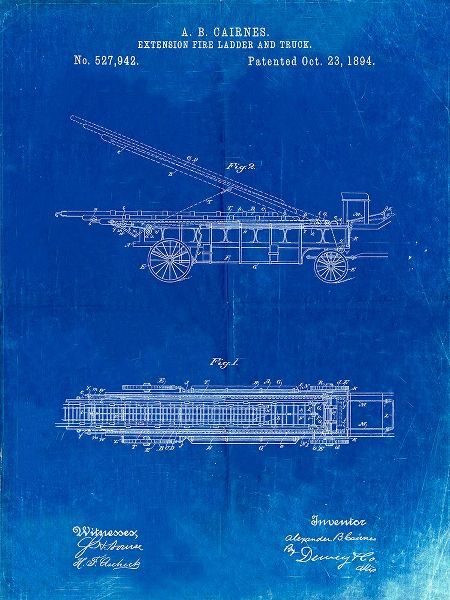 Borders, Cole 아티스트의 PP808-Faded Blueprint Fire Extension Ladder 1894 Patent Poster작품입니다.