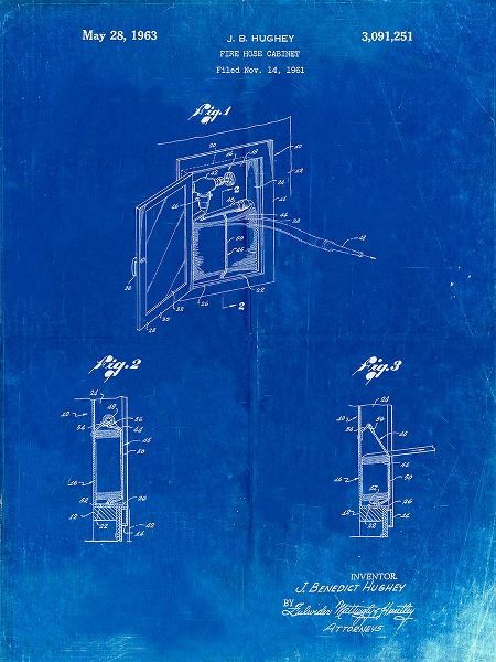 Borders, Cole 아티스트의 PP809-Faded Blueprint Fire Hose Cabinet 1961 Patent Poster작품입니다.