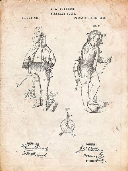 Borders, Cole 아티스트의 PP810-Vintage Parchment Firefighter Suit 1876 Patent Print작품입니다.