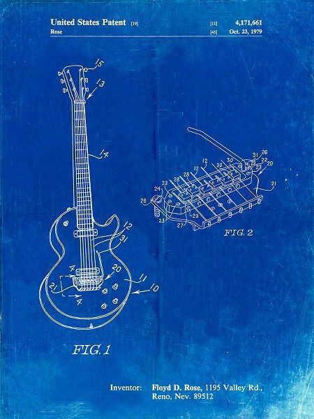 Borders, Cole 아티스트의 PP818-Faded Blueprint Floyd Rose Guitar Tremolo Patent Poster작품입니다.
