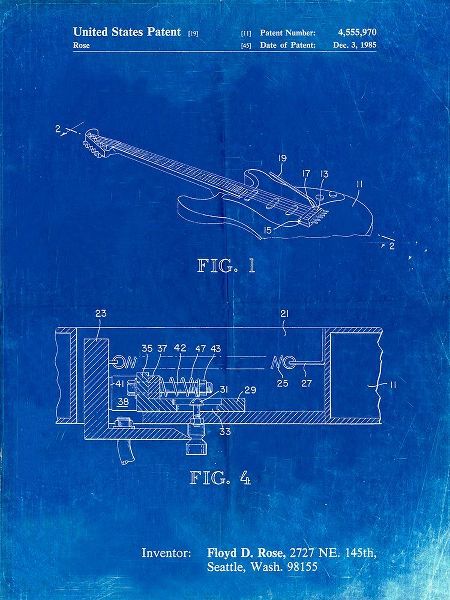 Borders, Cole 아티스트의 PP819-Faded Blueprint Floyd Rose Tremolo Patent Poster작품입니다.