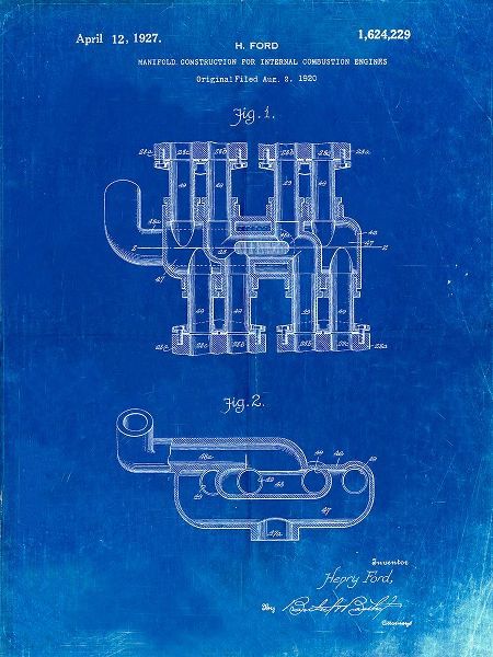 Borders, Cole 아티스트의 PP832-Faded Blueprint Ford Car Manifold 1920 Patent Poster작품입니다.