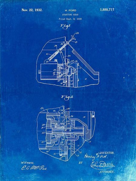 Borders, Cole 아티스트의 PP834-Faded Blueprint Ford Car Starter Patent Poster작품입니다.