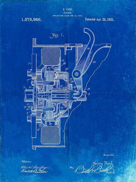 Borders, Cole 아티스트의 PP836-Faded Blueprint Ford Clutch Patent Poster작품입니다.