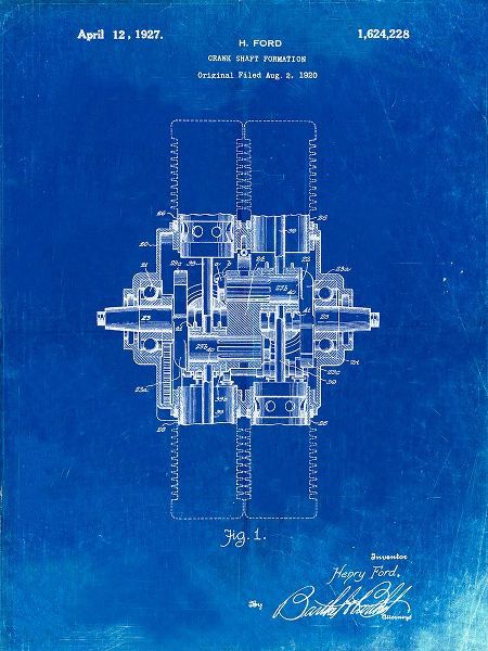 Borders, Cole 아티스트의 PP838-Faded Blueprint Ford Crank Shaft 1920 Patent Poster작품입니다.