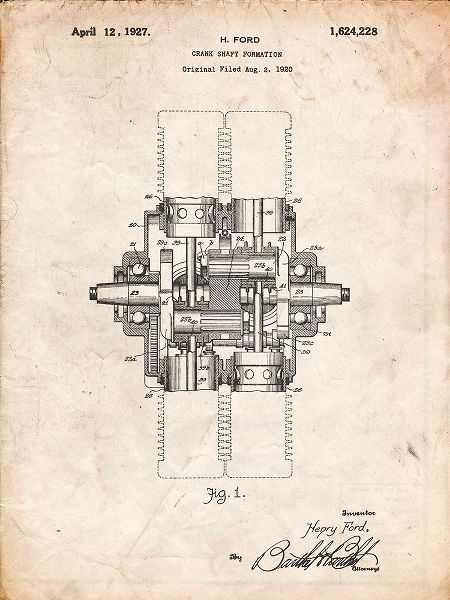 Borders, Cole 아티스트의 PP838-Vintage Parchment Ford Crank Shaft 1920 Patent Poster작품입니다.